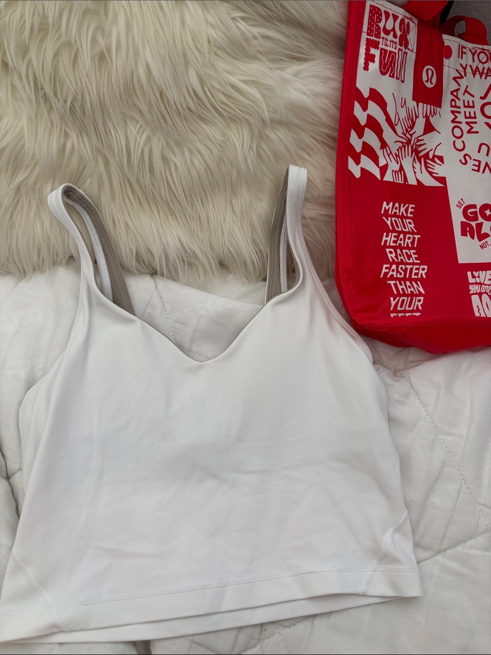 lululemon athletica White V-Neck Light Support Sports Bra